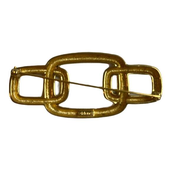 Vintage Monet Triple Gold Chain Links Statement Brooch Pin - Picture 2 of 4